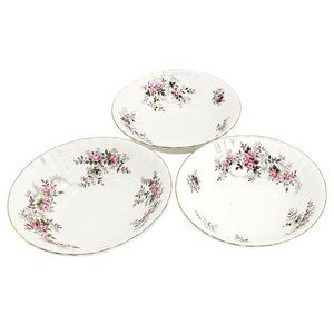 Royal Albert Bone China Lavender Rose 3 Coupe Cereal Bowls England Retired VTG